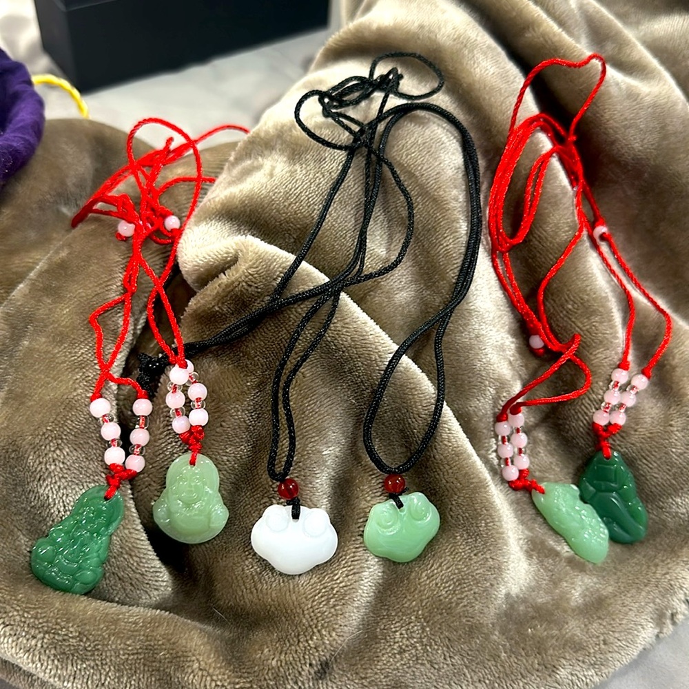Hand made Light green/Green/white jade Maitreya pendant